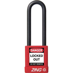 Zing Lockout Padlock,KD,Red,1-3/4"H 7046