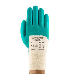 Ansell Coated Gloves,3/4 Dip,Wh/Gr,9,PR 47-200
