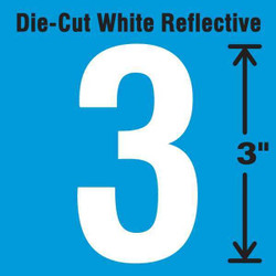 Stranco Die-Cut Refl. Number Label,3,3In H,PK5 DWR-3-3-5