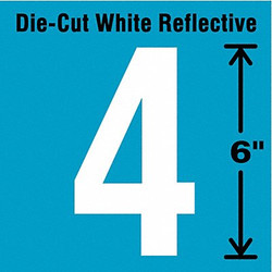 Stranco Die-Cut Reflective Number Label,4,6In H DWR-6-4-EA