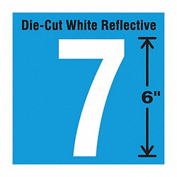 Stranco Die-Cut Reflective Number Label,7,6In H DWR-6-7-EA