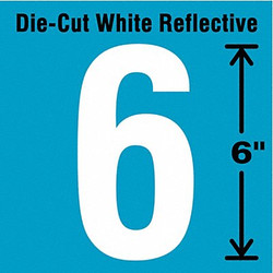 Stranco Die-Cut Reflective Number Label,6,6In H DWR-6-6-EA