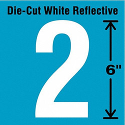Stranco Die-Cut Reflective Number Label,2,6In H DWR-6-2-EA