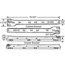 Sim Supply Drawer Slide,16" L,Painted  45-581-16