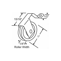 Manufacturer Varies Roller, 13/32 in W, 2 1/32 in L, Gray 10-396