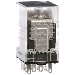 Schneider Electric Gen Purpose Relay,14 Pin,Square,12VDC 792XDX3C-12D