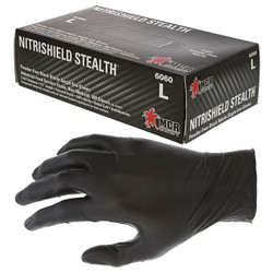 MCR Safety® NitriShield Stealth™ Nitrile Gloves, Large, Black, 100/Box