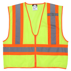 MCR Safety® Luminator™ Class 2 Two-Tone Mesh Vest, Large, Lime, 1/Each