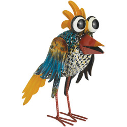 Alpine 11 In. H. Iron Quirky Wide-Eyed Blue Bird Lawn Ornament Pack of 4