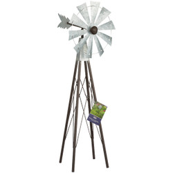 Alpine 24 In. H. Rustic Bronze & Silver Iron Mini Windmill JUM368