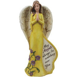 Alpine 18 In. H. Yellow Dress Angel Statue with Hopeful Message KGD334 Pack of 4