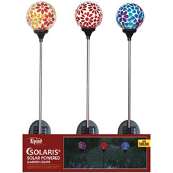 Alpine Mosaic Glass Daisy 32 In. H. Solar Stake Light QLP1396ABB Pack of 12