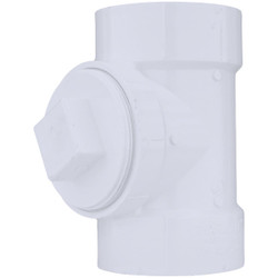 Charlotte Pipe 4 In. Test PVC Tee with Toe Saver Plug PVC 00444X 1200HA