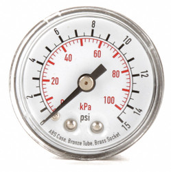 Sim Supply Pressure Gauge,0 to 15 psi,0 to 100 kPa  4FLZ4