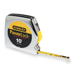 Stanley Tape Measure,1/4 In x 10 ft,Chrome,In/Ft  33-115