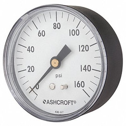 Ashcroft Gauge,Pressure,0 to 160 psi,ABS,2-1/2 in 25W1005PH02B160#