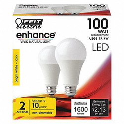 Feit Electric LED,17.7 W,A21,Medium Screw (E26),PK2 OM100/930CA10K/2