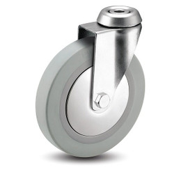 Medcaster Bolt-Hole Caster,2"dia,Swivel,Rubber RZ02TPN070SWHK04