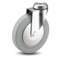 Medcaster Bolt-Hole Caster,2"dia,Swivel,Rubber RZ02TPN070SWHK04