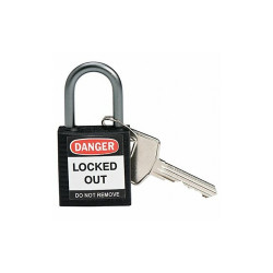 Brady Lockout Padlock,KD,Black,1-2/5"H 143166