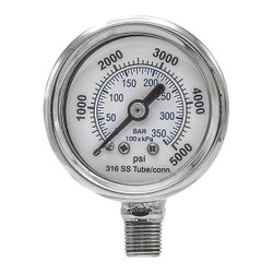 Pic Gauges Pressure Gauge,Nominal 1-1/2" Dial PRO-301D-158R-01