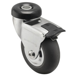 Medcaster Bolt-Hole Caster,3"dia,Swivel,Rubber CN03NRP100TLHK04