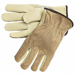 Mcr Safety Leather Gloves,Cream,M,PR 3205M