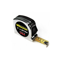 Us Tape Tape Measure,1 In x 26 ft,Chrome,In./Ft. 57243