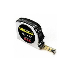 Us Tape Tape Measure,1/2 In x 10 ft,Chrome,Ft/In 56705