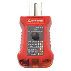 Amprobe Receptacle Tester, GFCI, 110 to 125V AC ST-102B