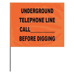 Presco Marking Flag,Orange,Telephone,PVC,PK100 4521OBK2019-200