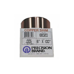 Precision Brand Shim Stock,6" W,100" L,0.001" Thk 68130