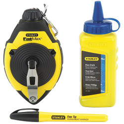 Stanley Chalk Line Reel Set,3 PC w/Chalk,100 Ft 47-681L