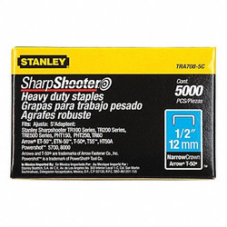 Stanley Narrow Staple,27/64,1/2 In Leg,PK5000 TRA708-5C