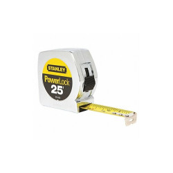 Stanley Tape Measure,1 In x 25 ft,Chrome,In/Ft 33-425