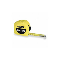 Stanley Tape Measure,1 In x 26 ft,Yellow,In./Ft. 30-456