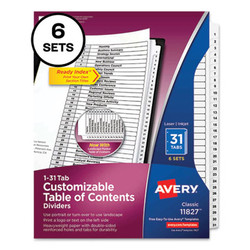Avery® TAB,NUMERIC,WH,6/ST,WHT 11827
