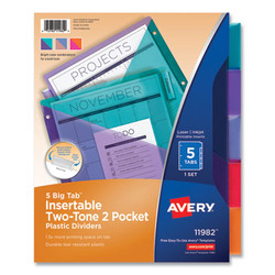 Avery® DIVIDER,5TB,INSRT,DBL,PKT 11982