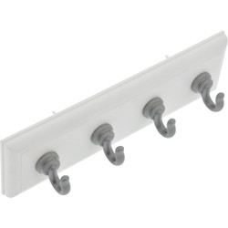 Hillman High and Mighty 10 Lb. Capacity White Key Rail with Silver Hooks 515812