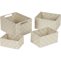 Home Impressions 4-Piece Woven Storage Basket Set, Beige 748113-BE