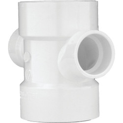 Charlotte Pipe 4 In. X 2 In. Reducing Double Sanitary PVC Tee PVC 00429  1600HA