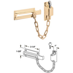Defender Security Polished Brass Keyed Chain Door Lock U 9912