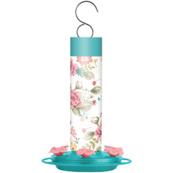 Nature's Way 20 Oz. Glass Charming Peony Decorative Hummingbird Feeder DGHF2