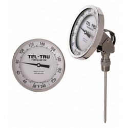 Tel-Tru Analog Dial Thermometer,Stem 4" L AA575R-0414