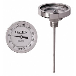 Tel-Tru Analog Dial Thermometer,Stem 4" L GT300R-0409