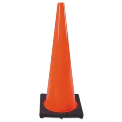 DW Series Traffic Cone, 28 in H, 7 lb PVC, Orange/Black Base