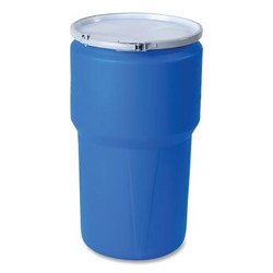 Lab Pack Open Head Poly Drum, 14 Gal, Blue, Locking Ring