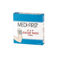 Medi-First Gauze Pad,White,3"L,3"W,PK10 61212