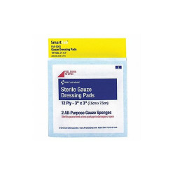 First Aid Only Gauze Dressing Pad,White,3"L,3"W,PK10 FAE-5005