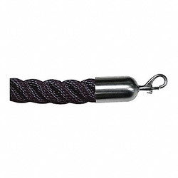 Lawrence Metal Barrier Rope,Nylon,Black,6 ft. L ROPE-TWST-33-06/0-2-SNAP-1S